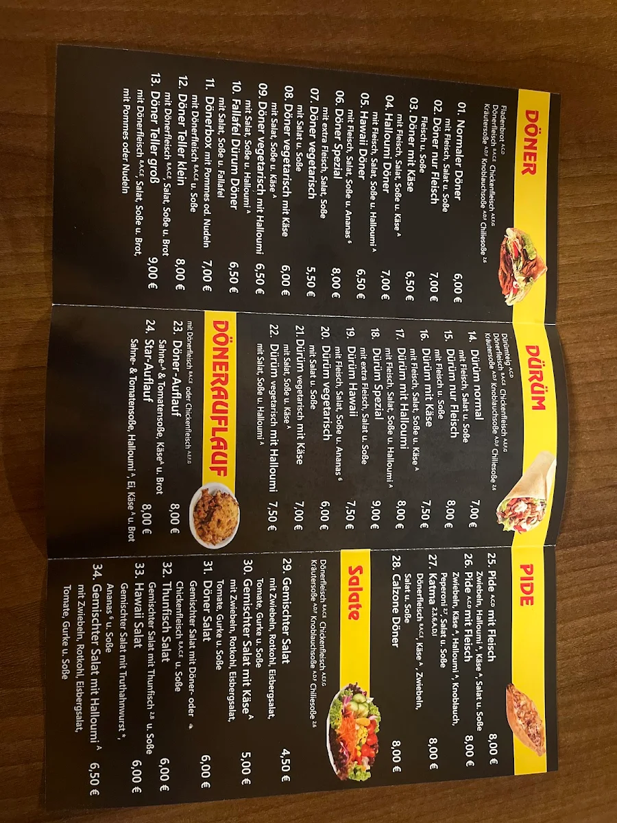 Speisekarte, Star döner