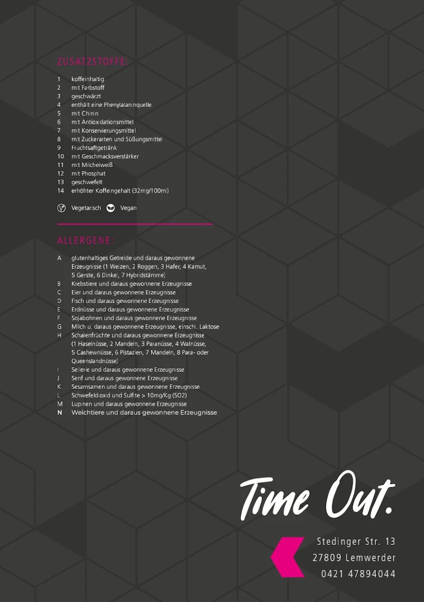 Speisekarte, Time Out
