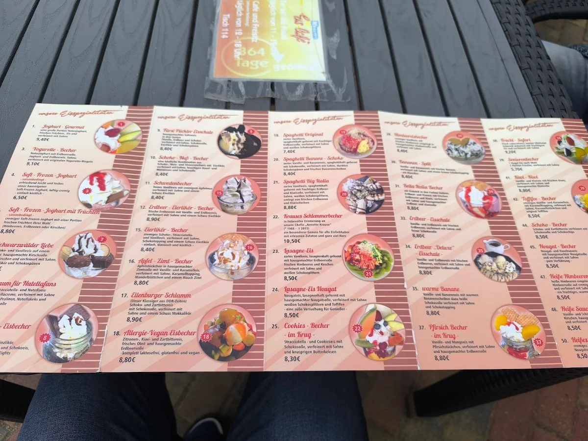 Speisekarte, Krauses Eis-Café