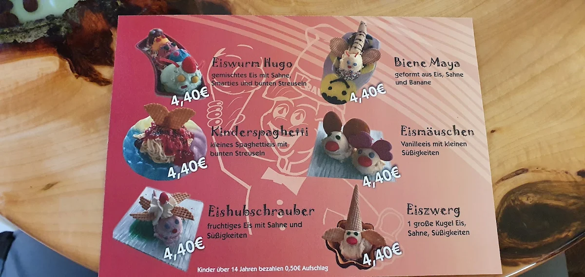 Speisekarte, Krauses Eis-Café