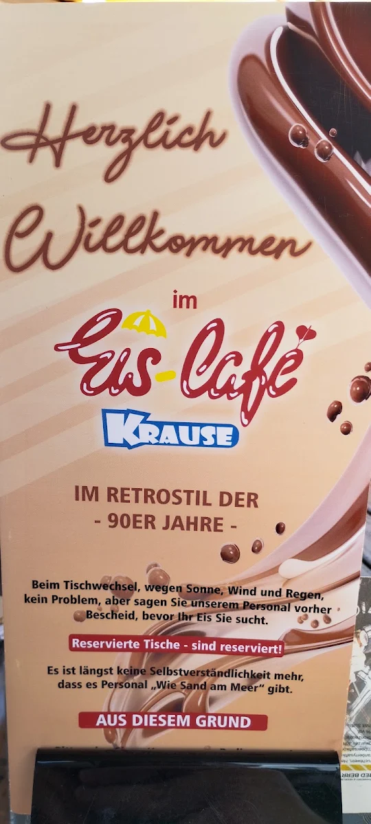 Speisekarte, Krauses Eis-Café
