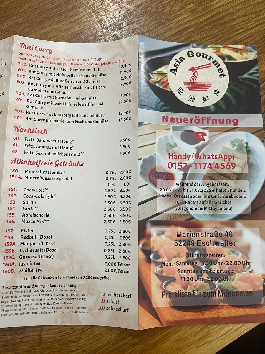 Speisekarte, Asia Gourmet