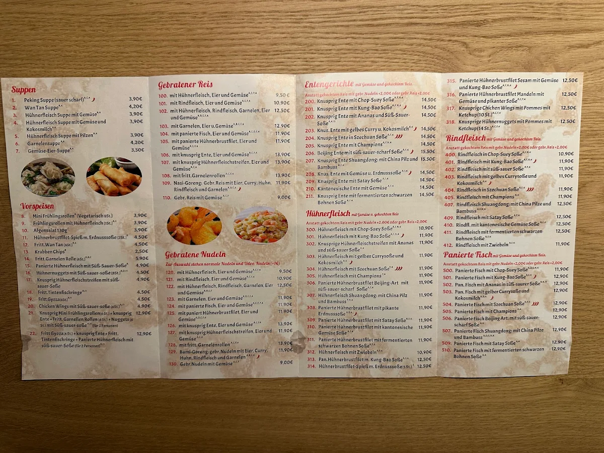 Speisekarte, Asia Gourmet