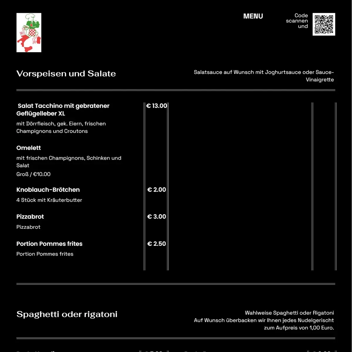 Speisekarte, Pizza San Marino