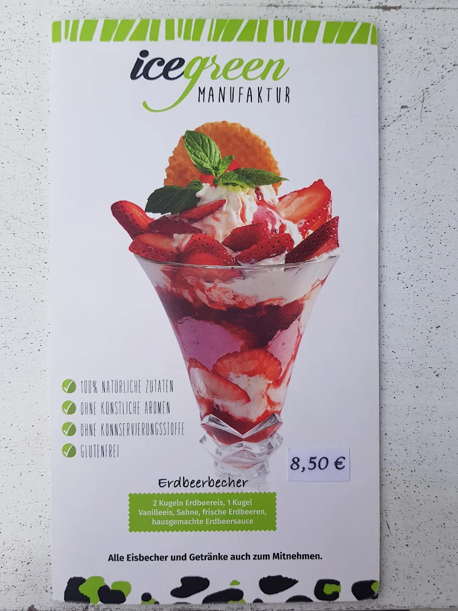 Speisekarte, Icegreen Manufaktur