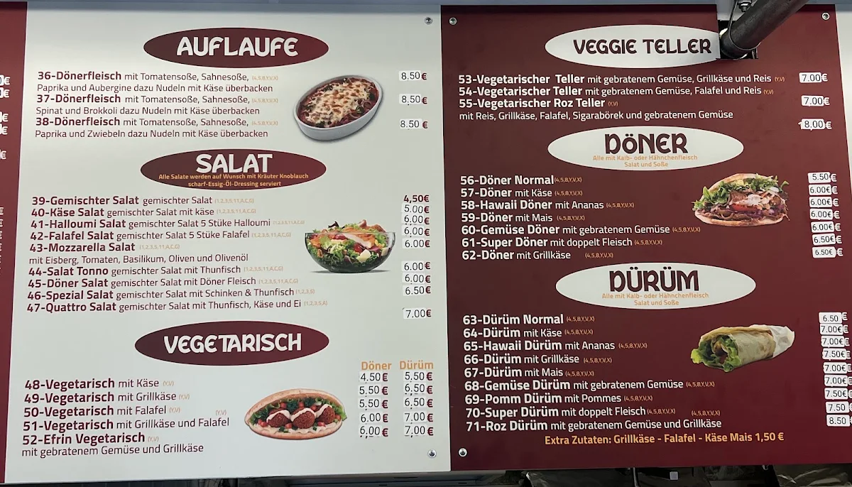Speisekarte, Roz Döner