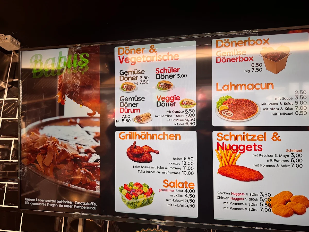 Speisekarte, Babus Gemüsedöner