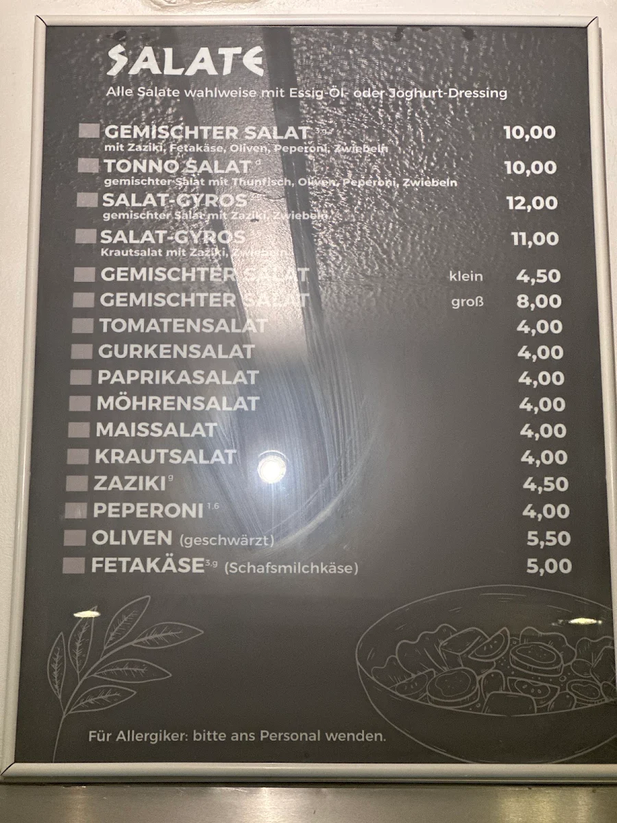 Speisekarte, Zum Janni