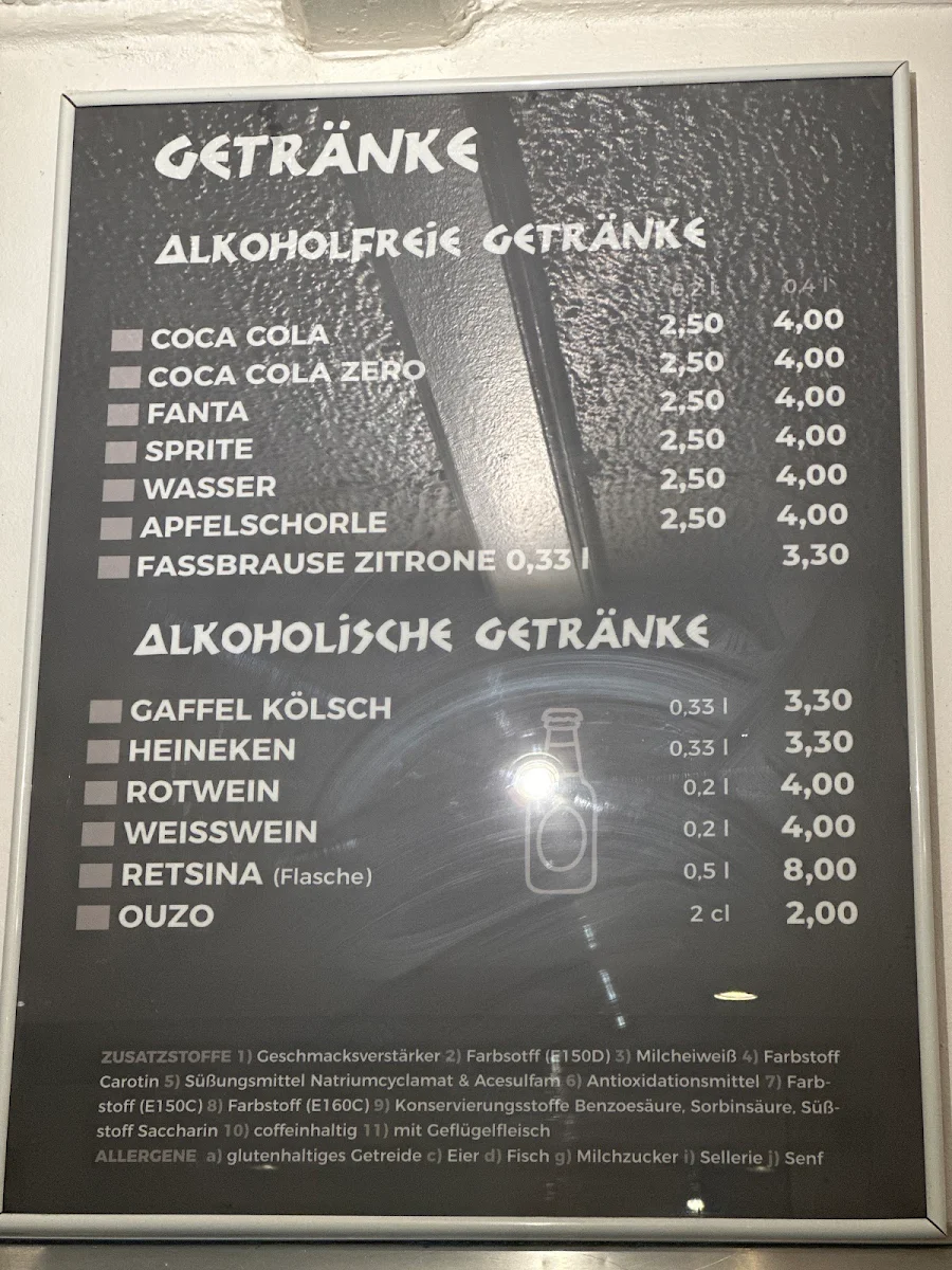 Speisekarte, Zum Janni