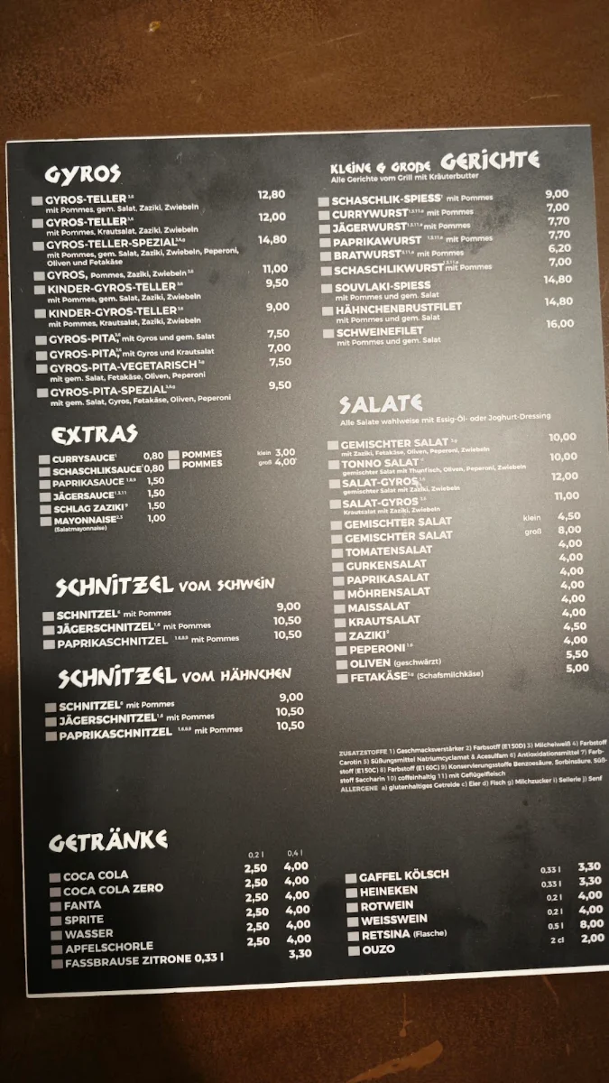Speisekarte, Zum Janni