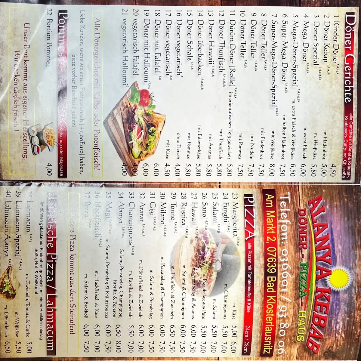 Speisekarte, Delo Kebabhaus