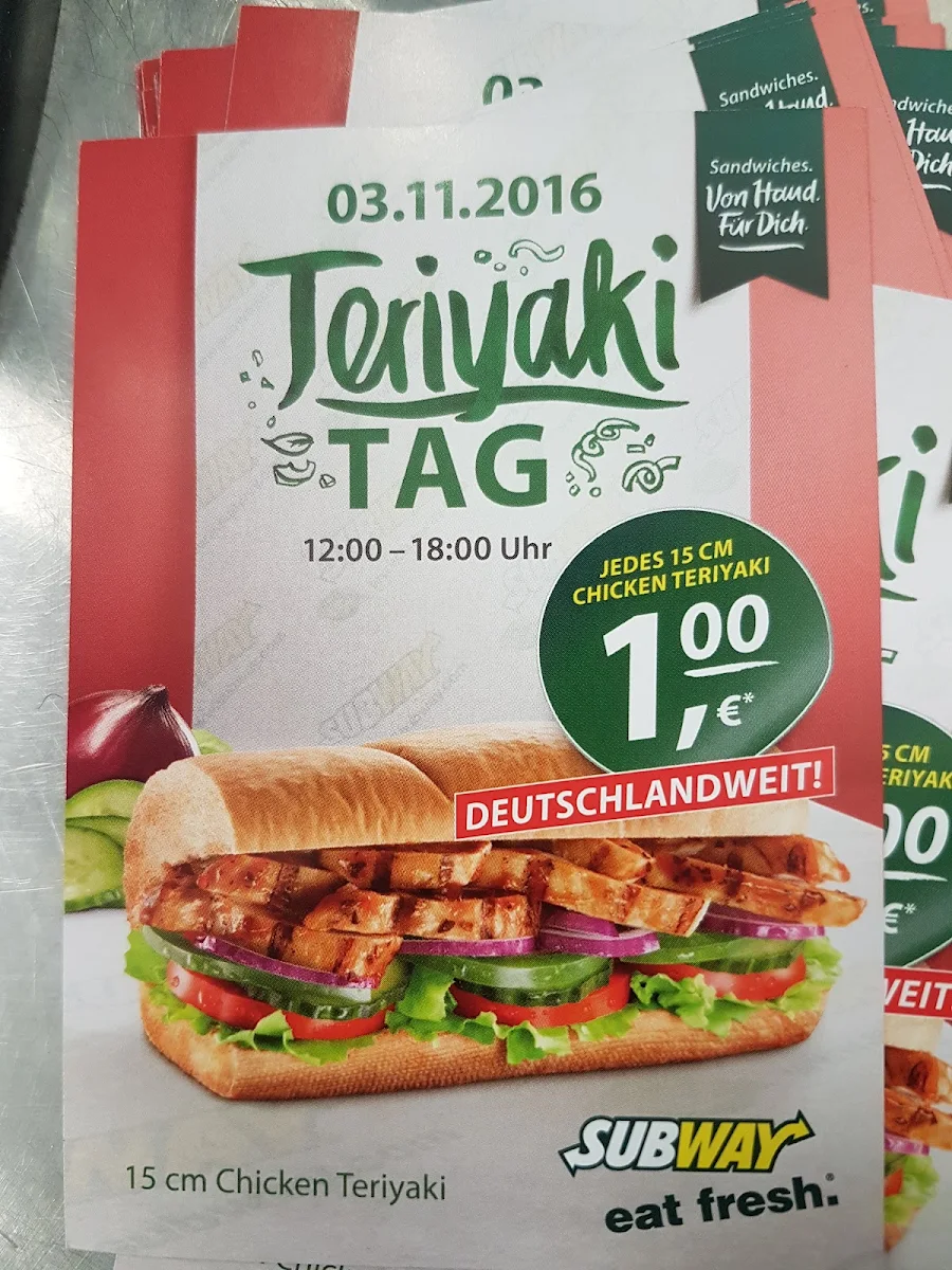 Speisekarte, Subway