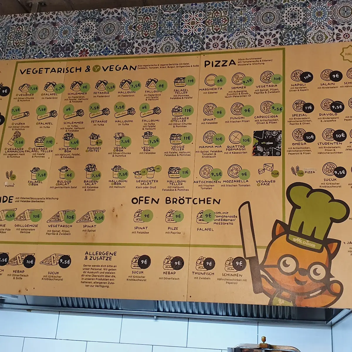 Speisekarte, Mr Döner Güterbahnhof
