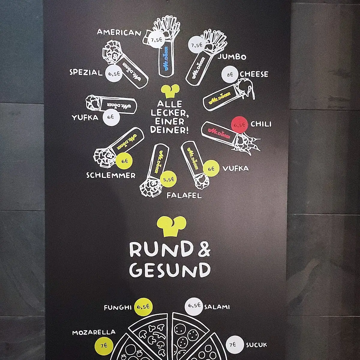 Speisekarte, Mr Döner Güterbahnhof