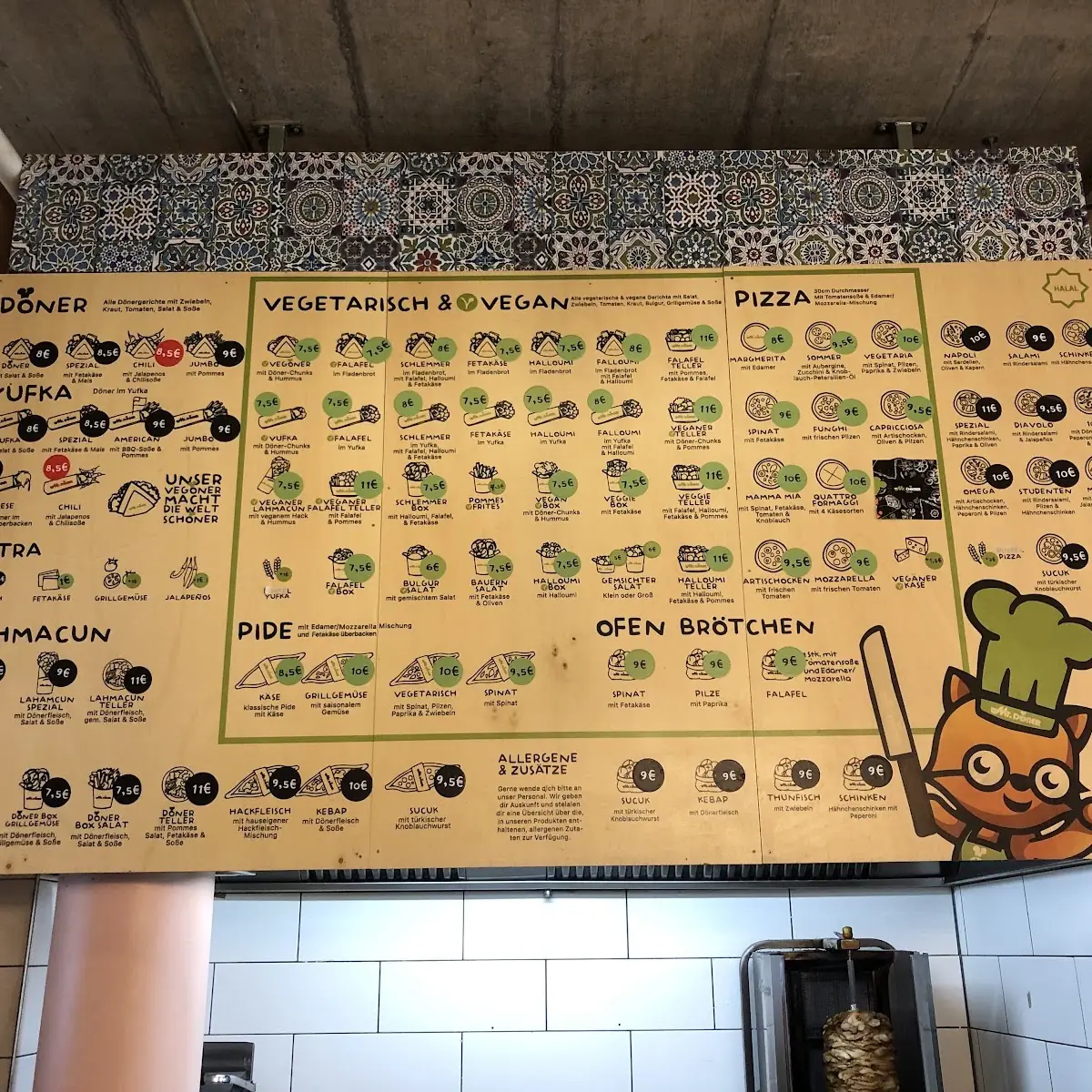 Speisekarte, Mr Döner Güterbahnhof