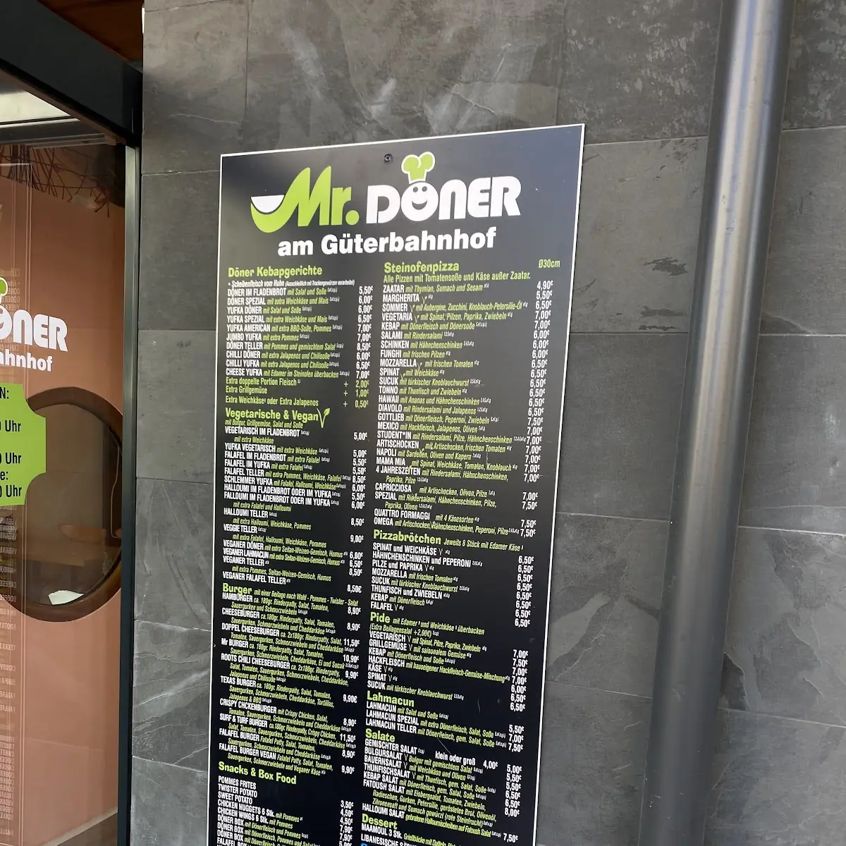 Speisekarte, Mr Döner Güterbahnhof
