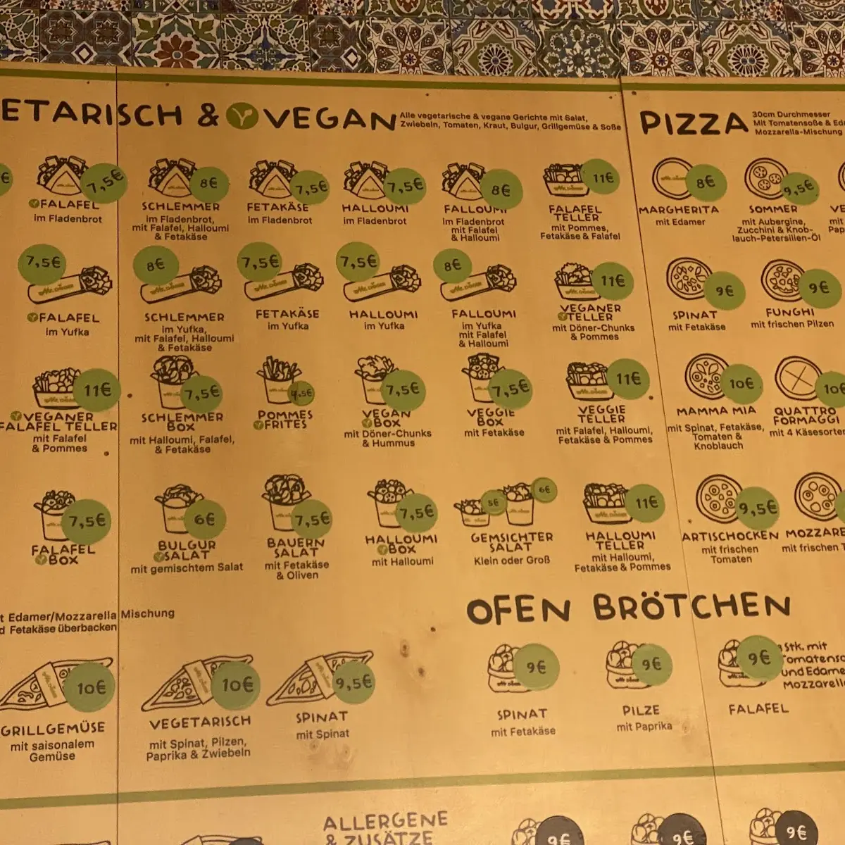 Speisekarte, Mr Döner Güterbahnhof