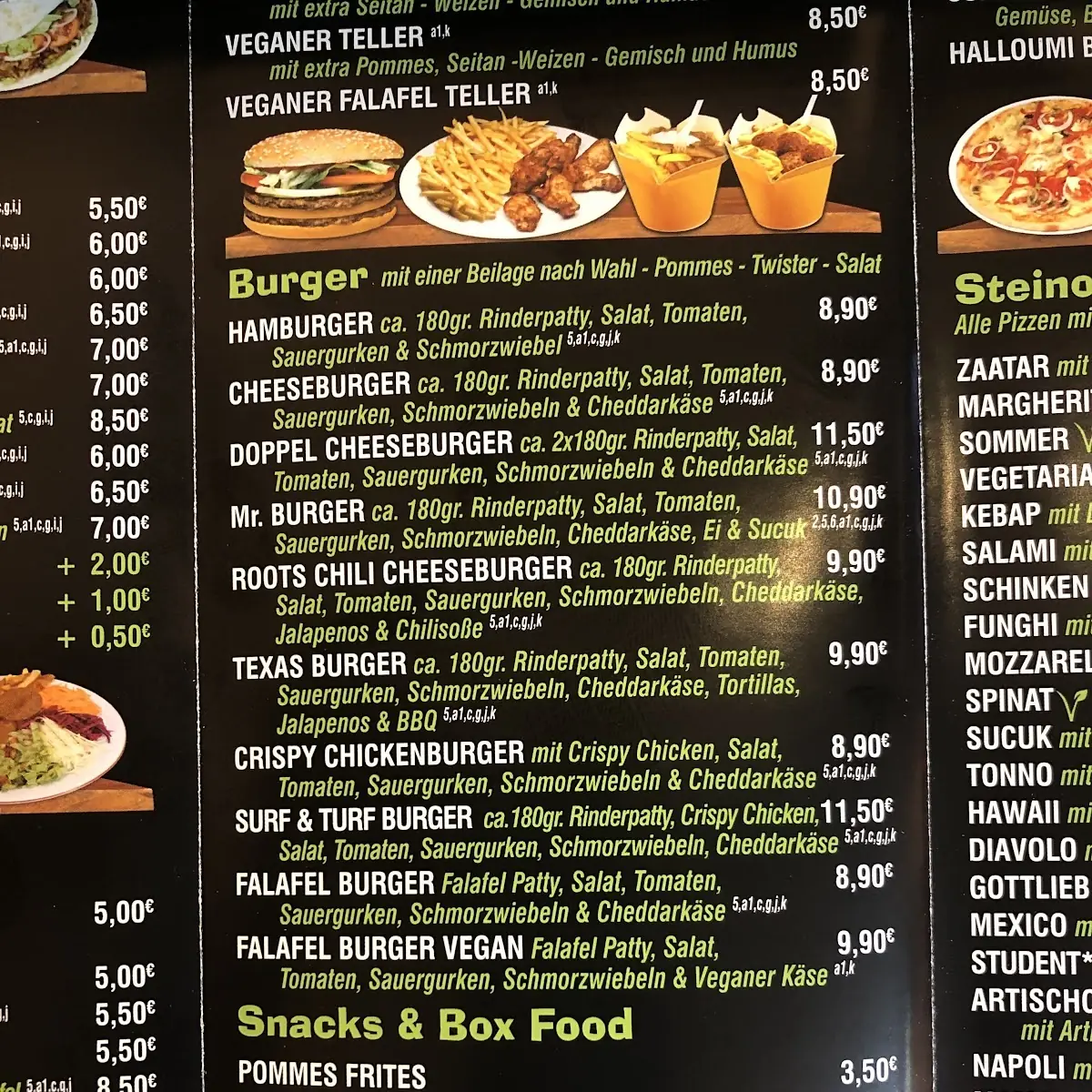 Speisekarte, Mr Döner Güterbahnhof