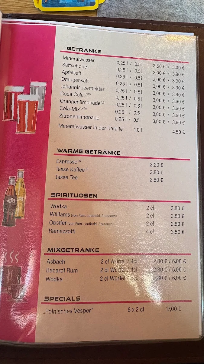 Speisekarte, Gasthaus Hirsch-bei Kati