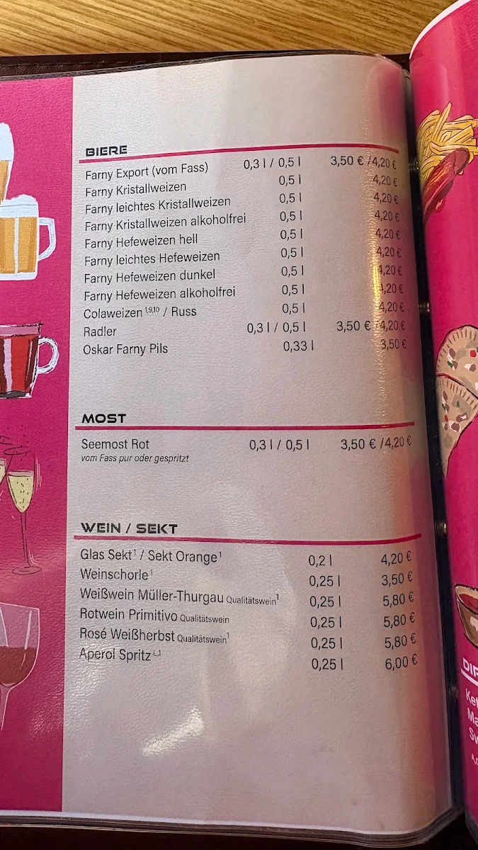 Speisekarte, Gasthaus Hirsch-bei Kati