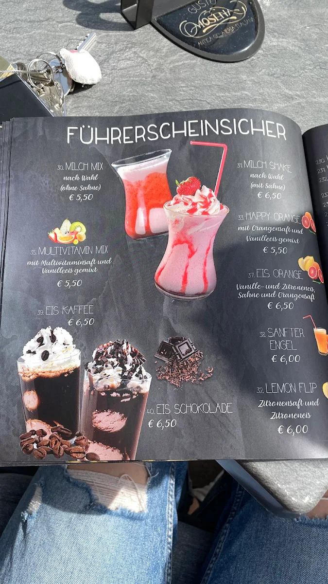 Speisekarte, Eiscafé Gusto Mosena