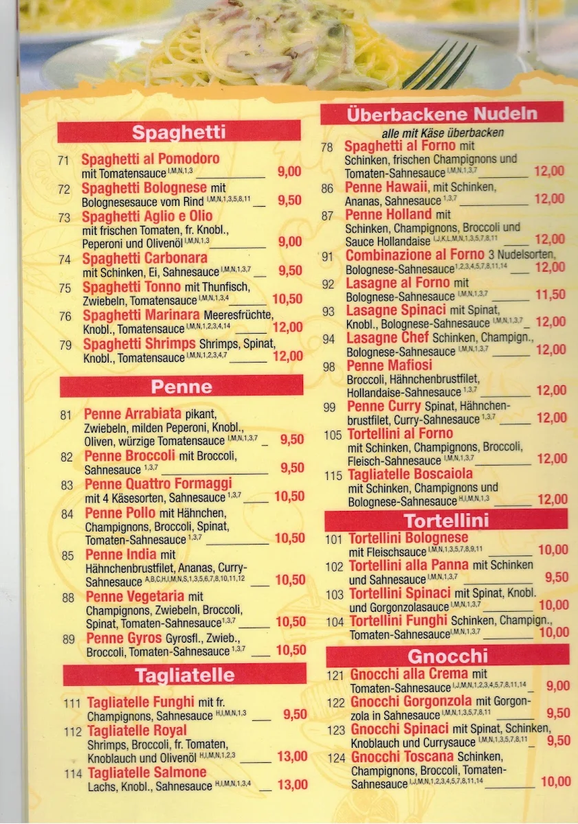 Speisekarte, Pizzeria Royal wesseling