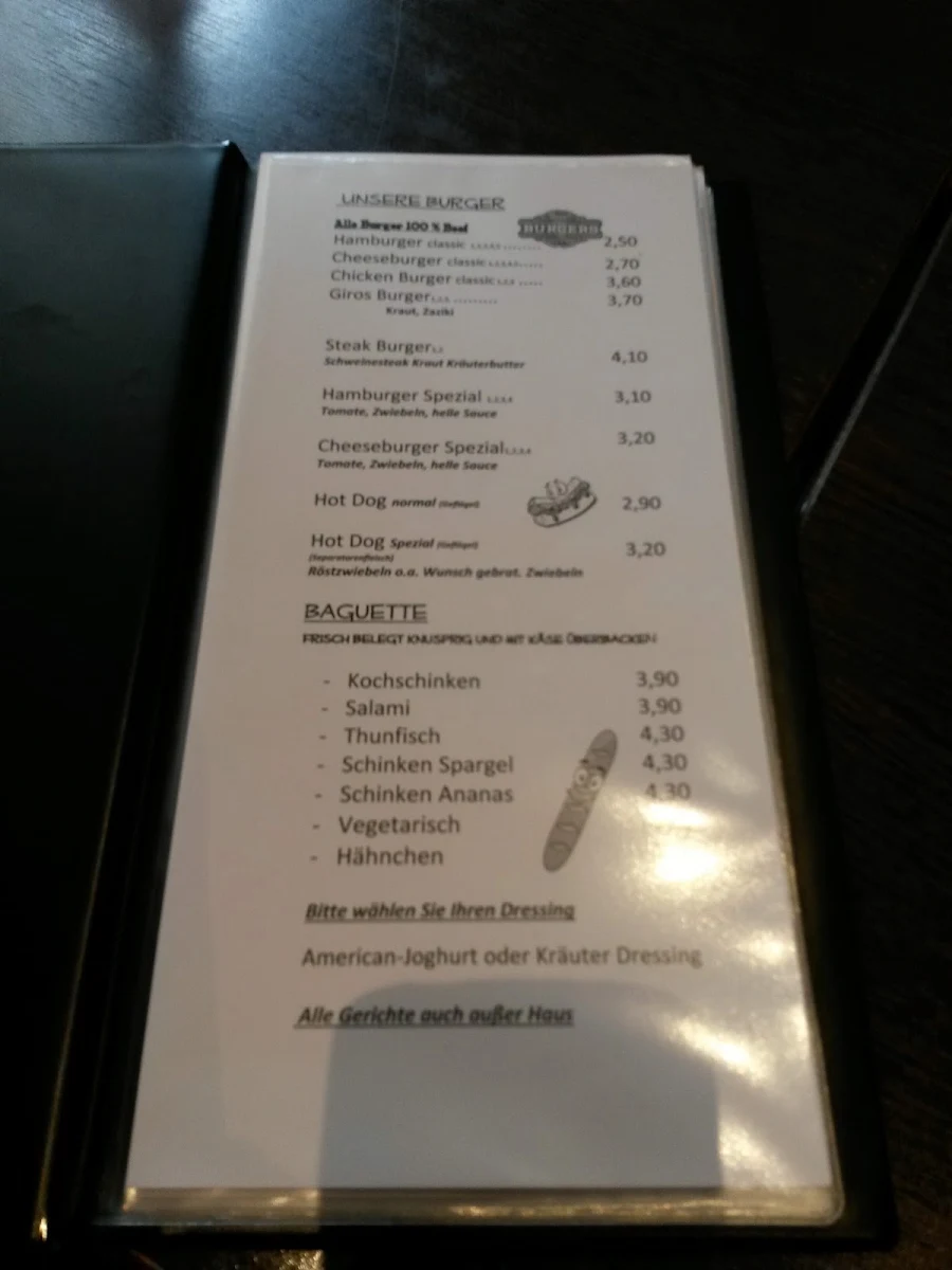 Speisekarte, City-Grill
