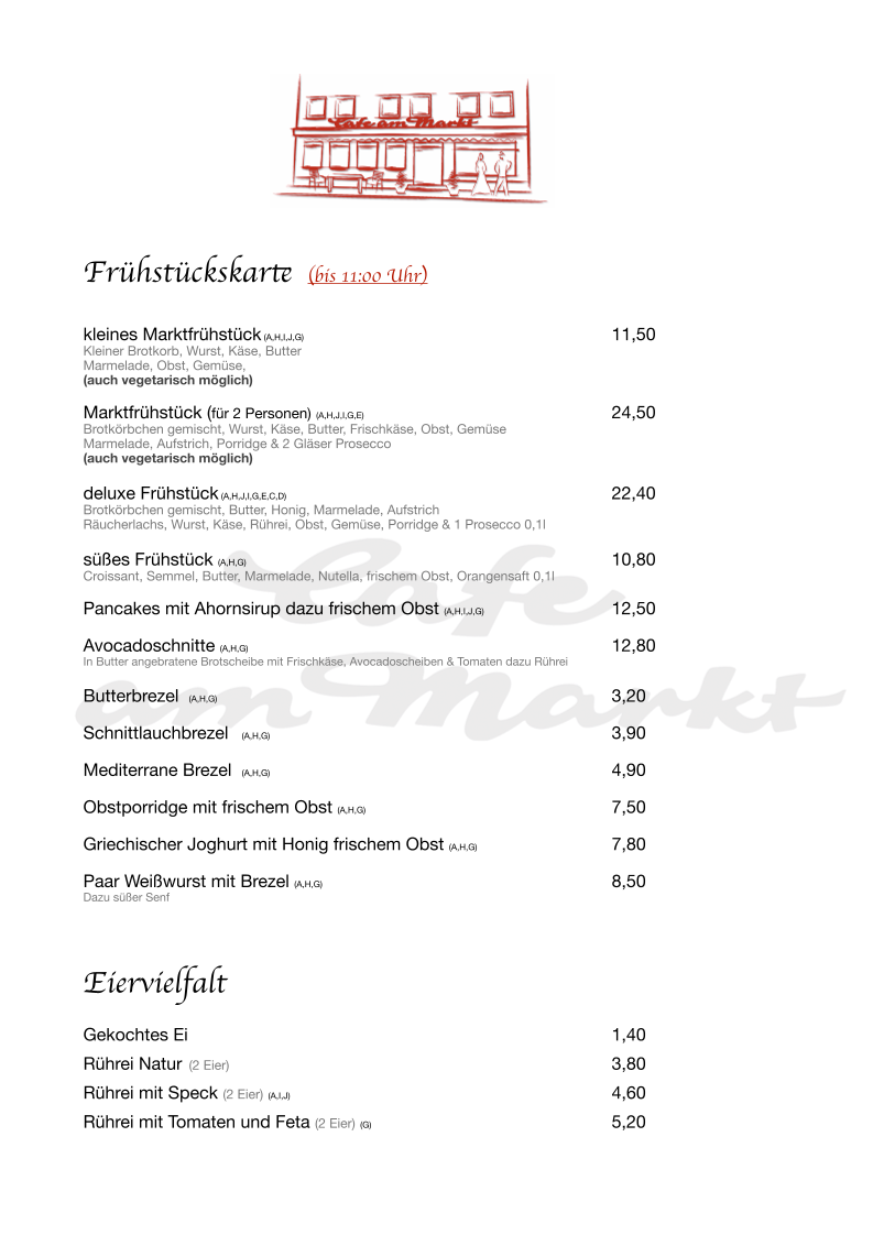 Speisekarte, Café - Restaurant am Markt Illertissen