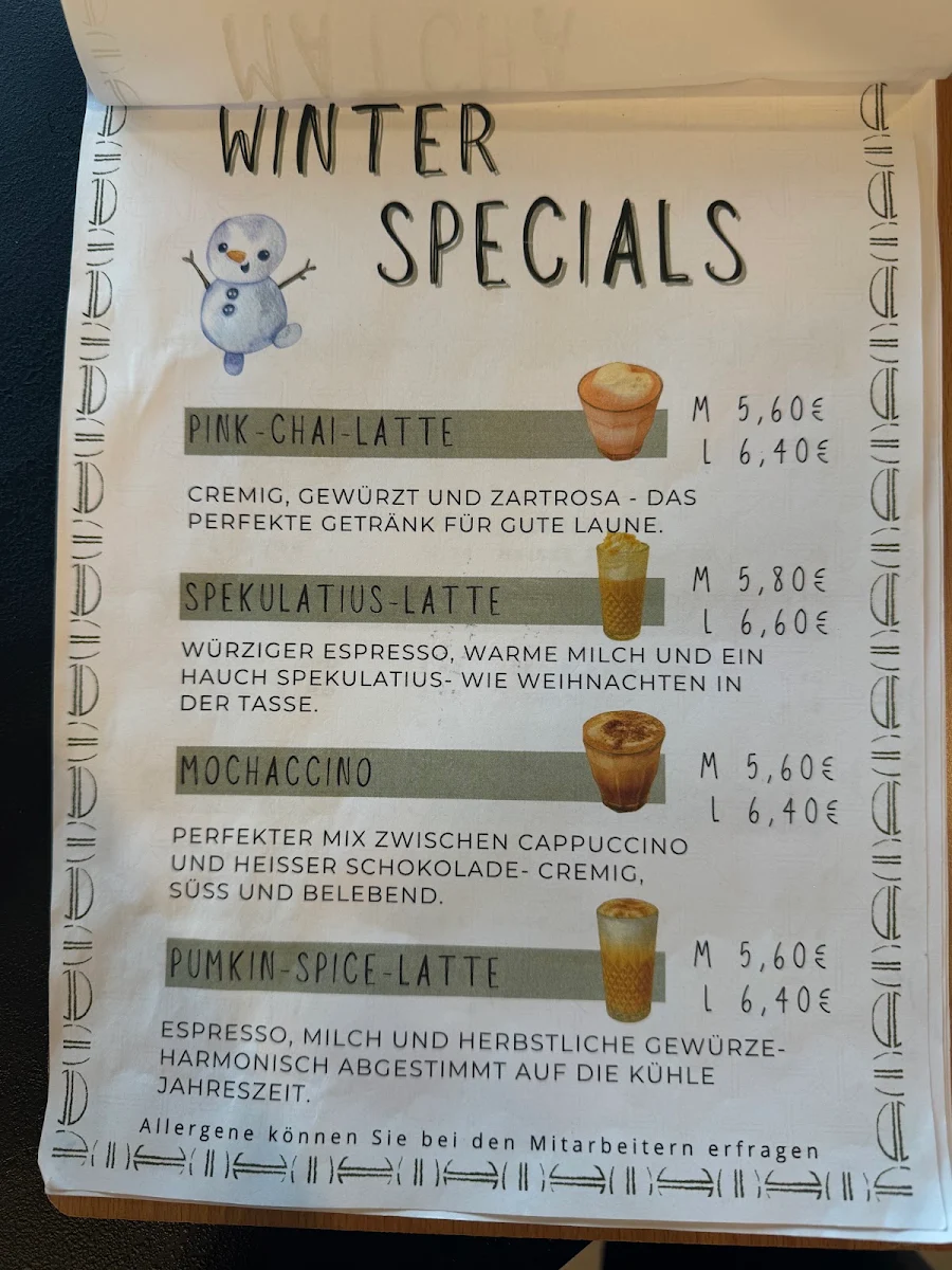 Speisekarte, AllBeans Coffee Outlet