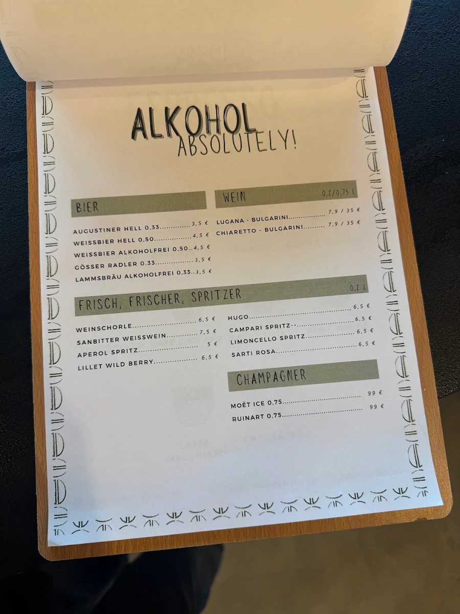 Speisekarte, AllBeans Coffee Outlet