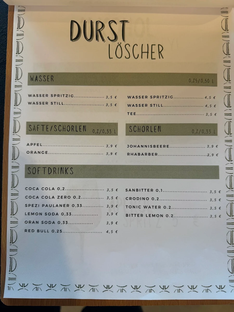 Speisekarte, AllBeans Coffee Outlet