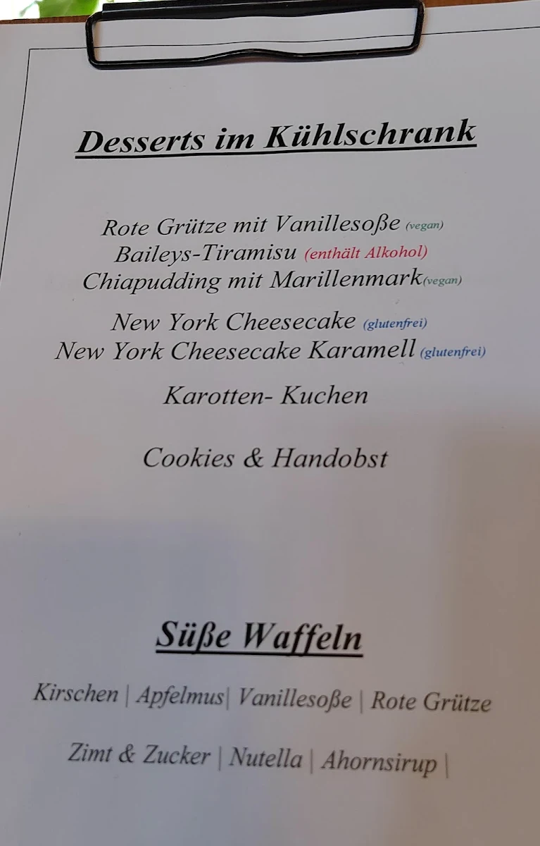 Speisekarte, Alte Turnhalle Berlin