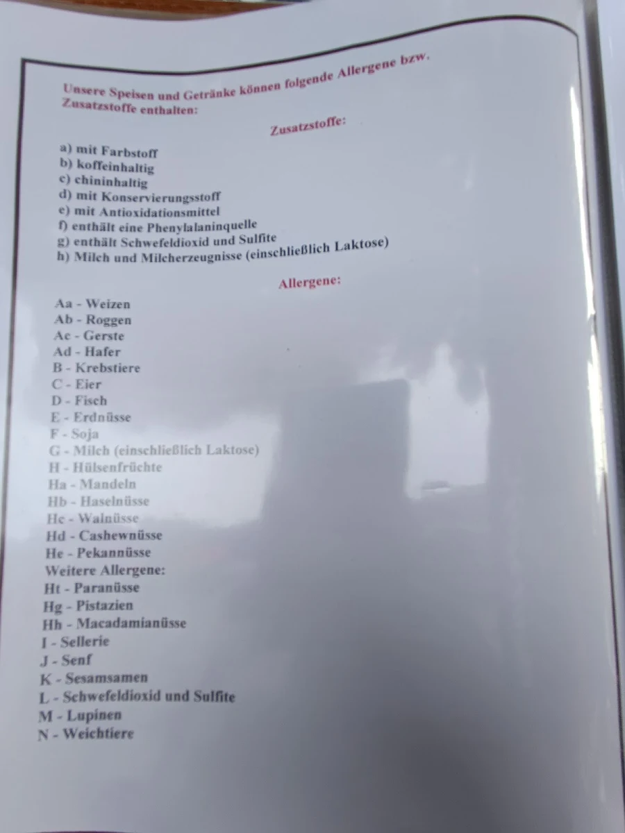 Speisekarte, Granat Restaurant am Weißensee