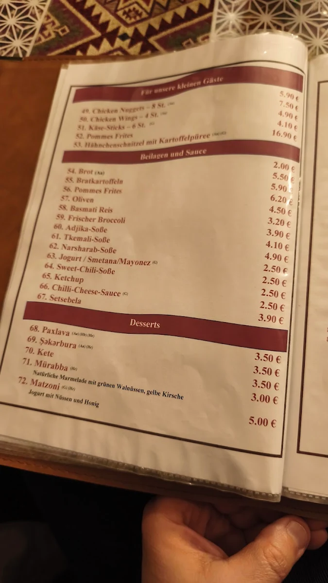 Speisekarte, Granat Restaurant am Weißensee