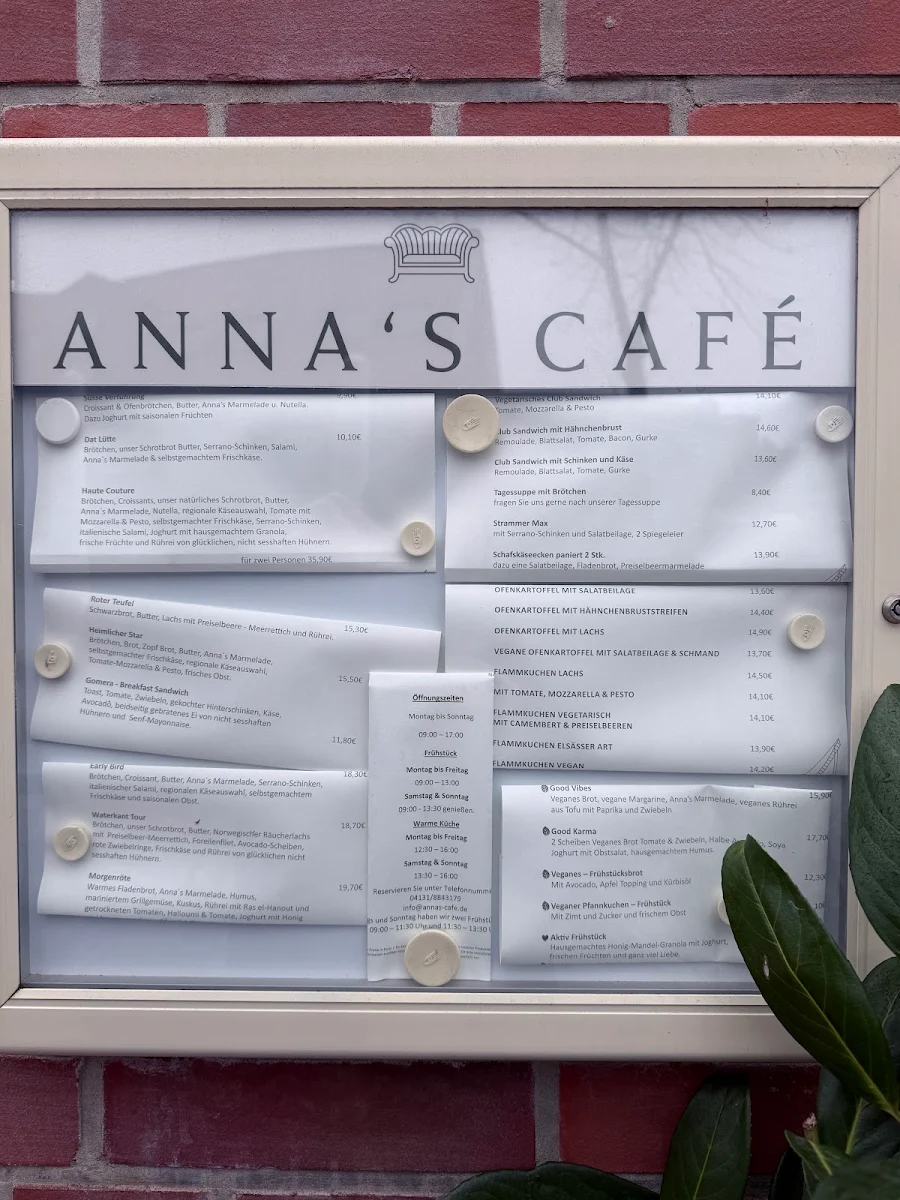 Speisekarte, Anna's Café