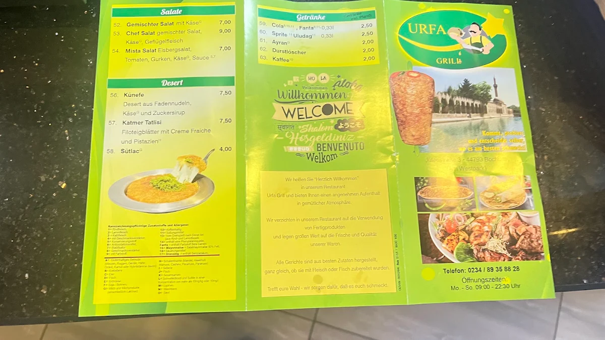 Speisekarte, Urfa Grill
