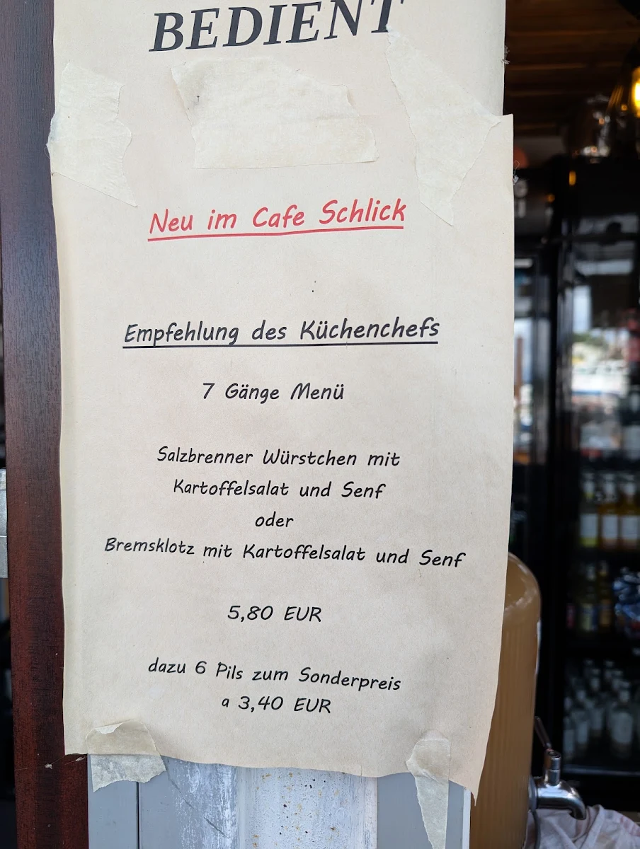 Speisekarte, Cafe Schlick