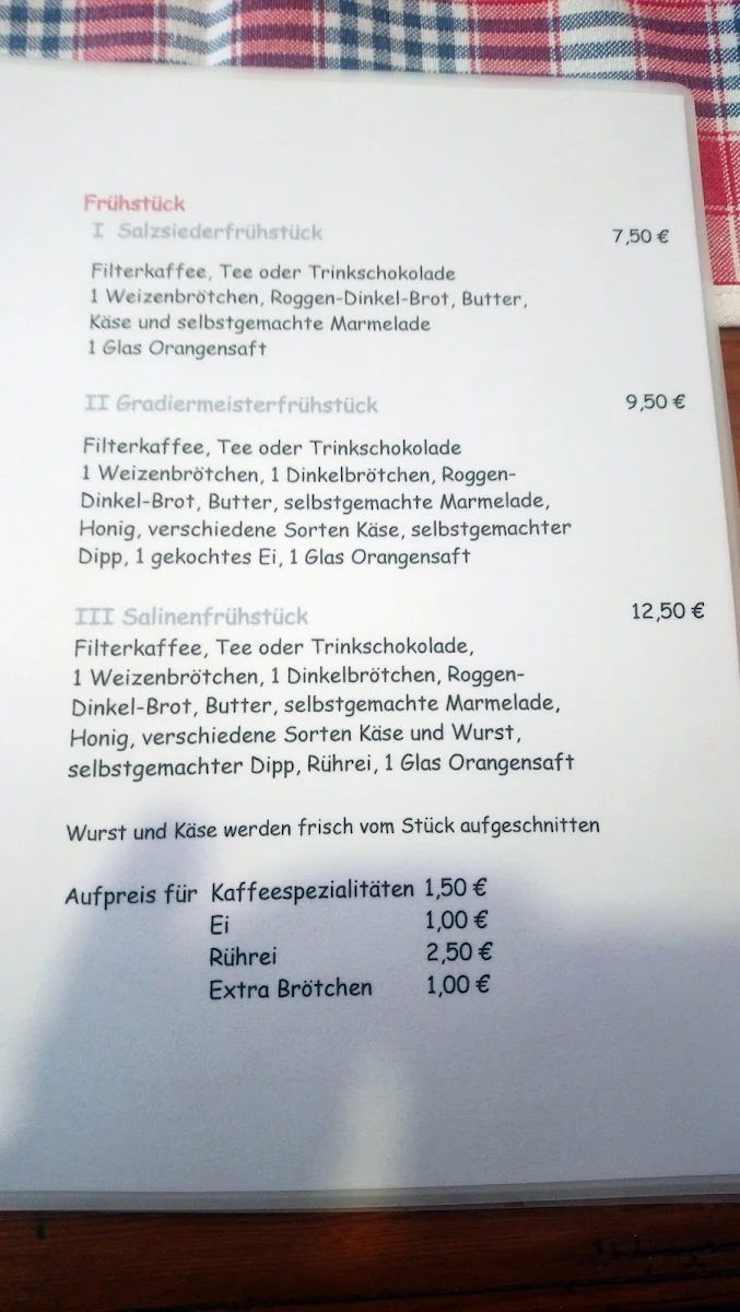 Speisekarte, Up de Sülten