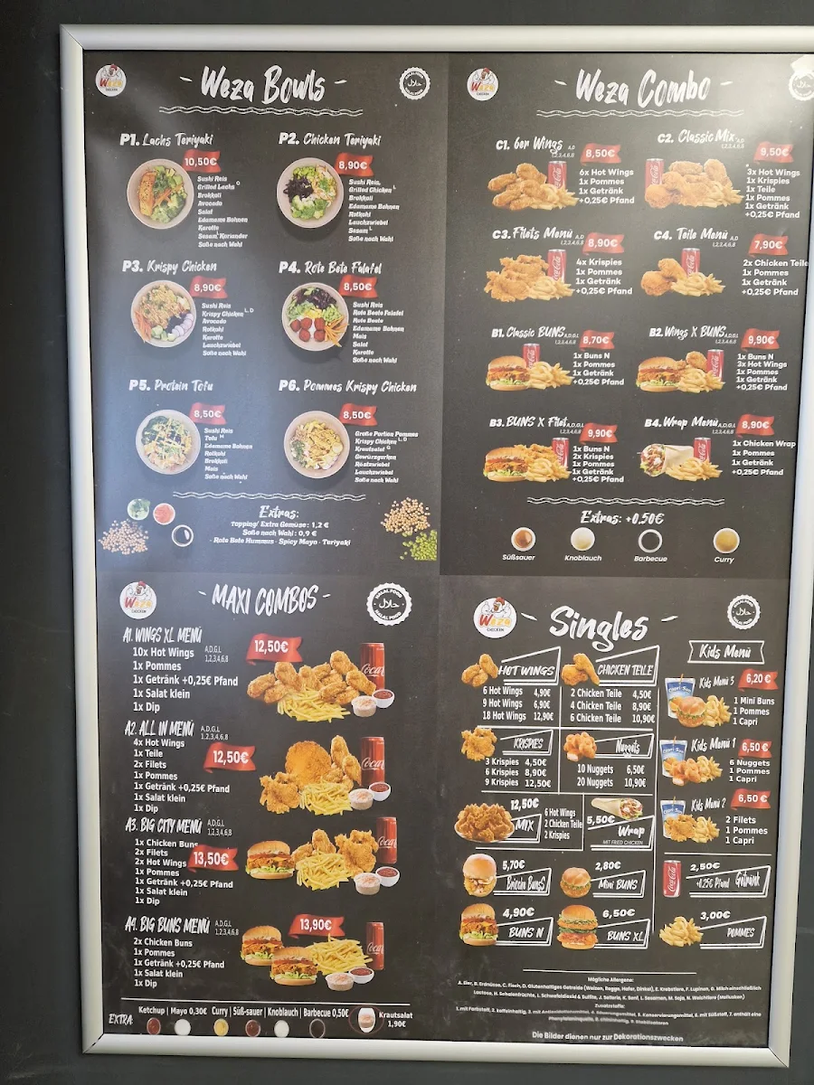 Speisekarte, Weza Chicken Oststeinbek