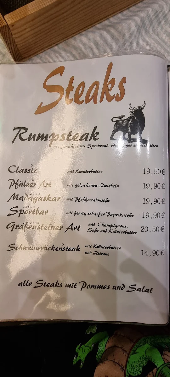 Speisekarte, TSR Sportbar Restaurant