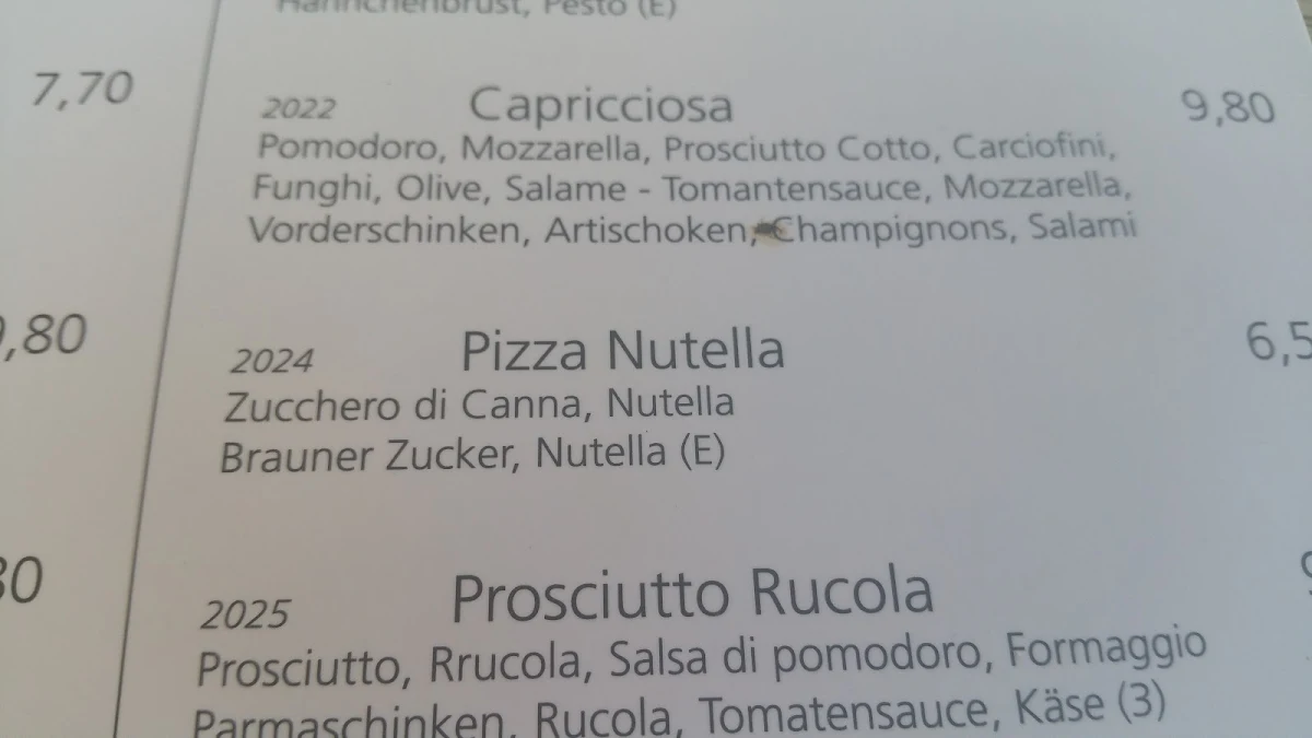 Speisekarte, bondi da Mattera