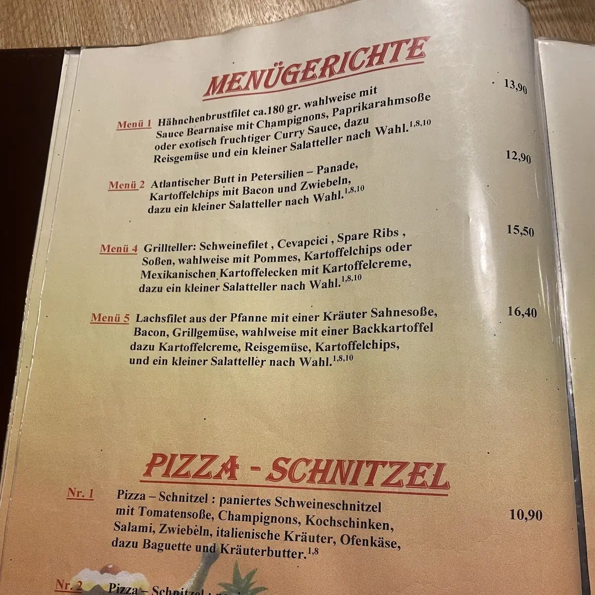 Speisekarte, Heidestübchen