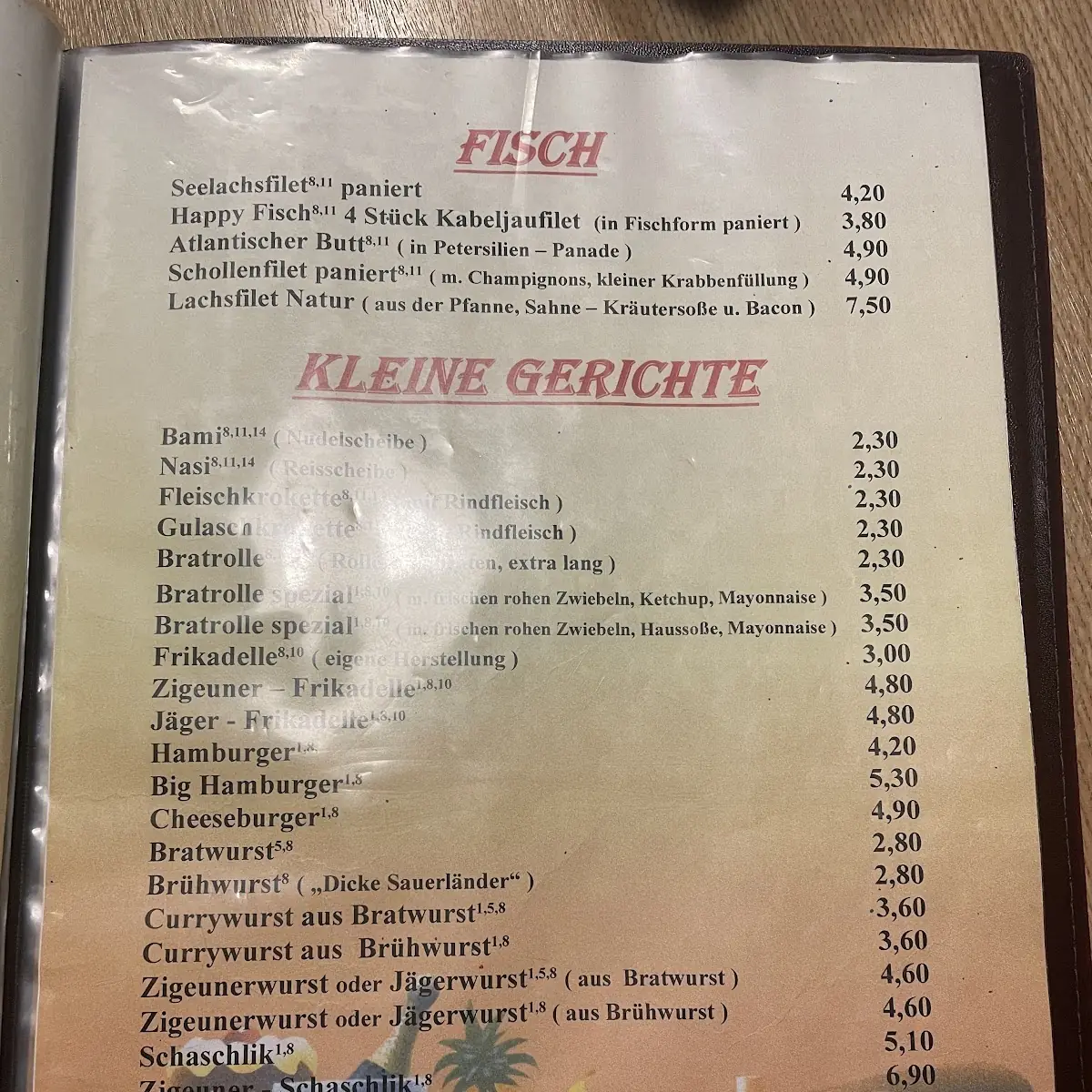 Speisekarte, Heidestübchen