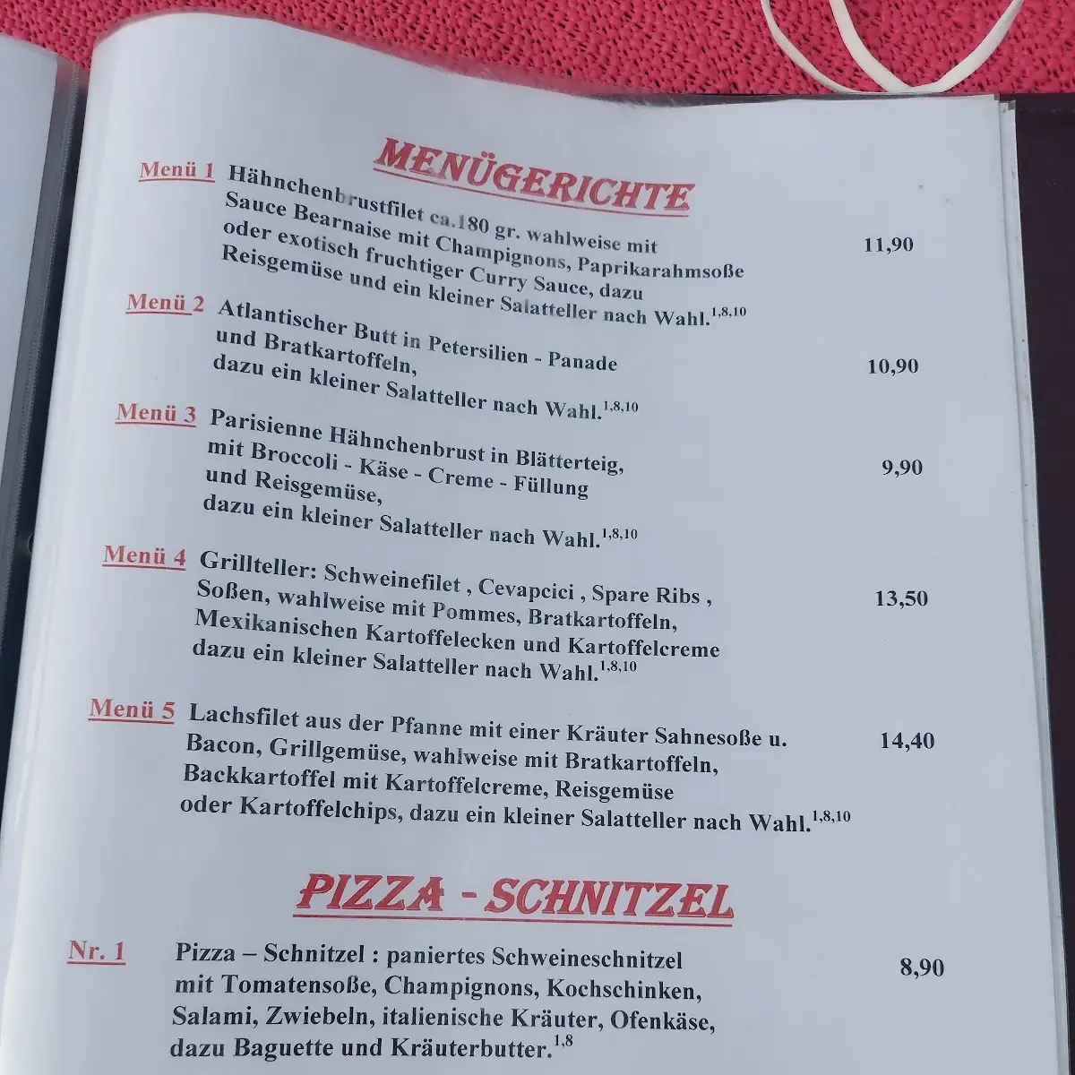 Speisekarte, Heidestübchen