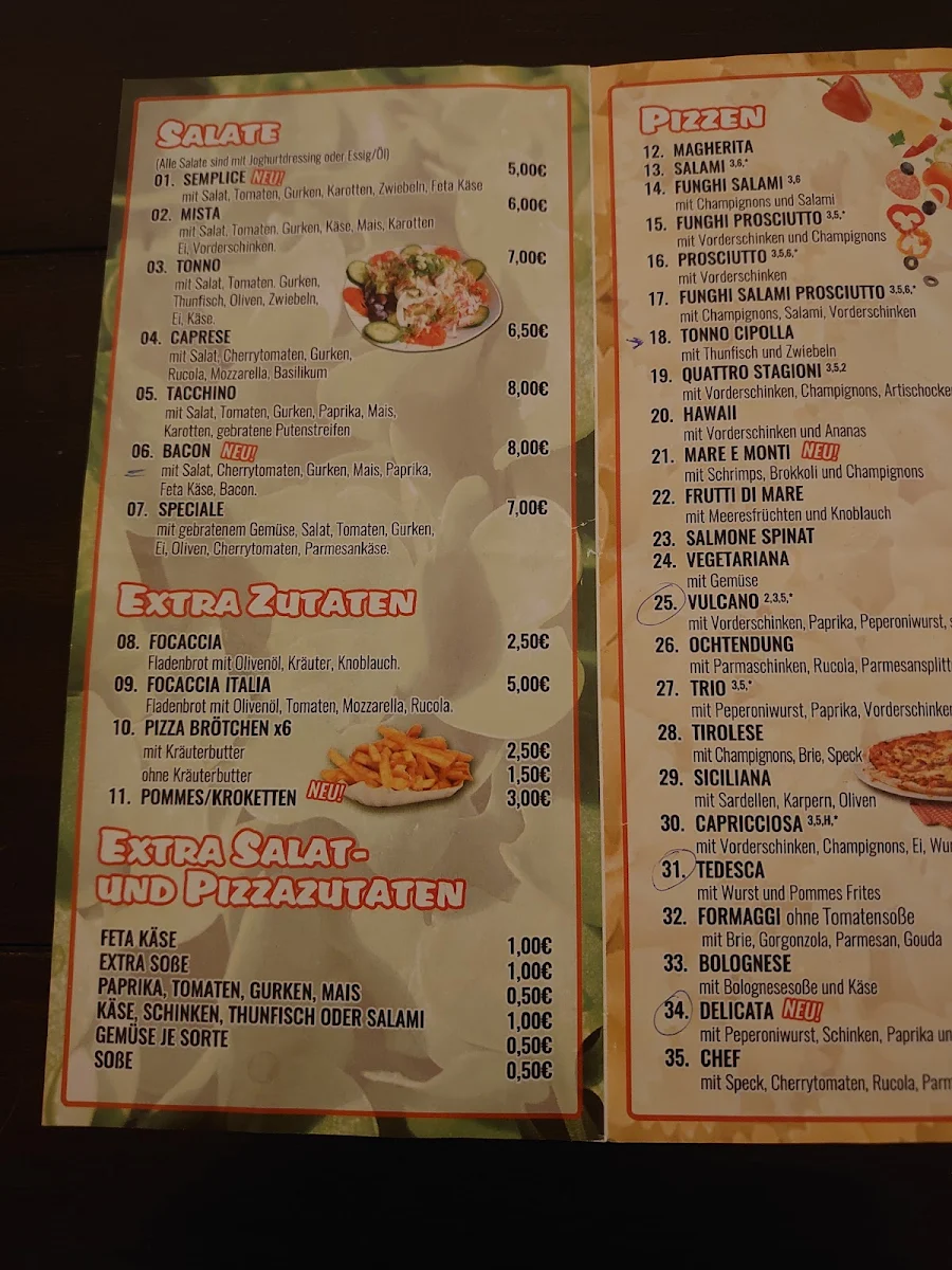 Speisekarte, Qui Pizza Italia