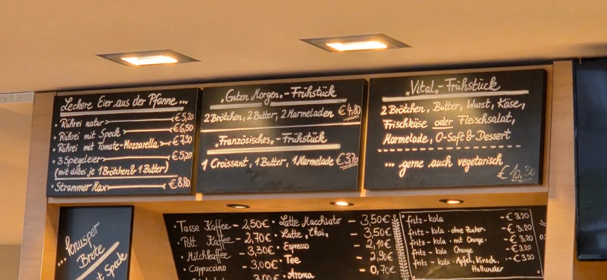 Speisekarte, Bäckerei Storch GmbH & Co. KG