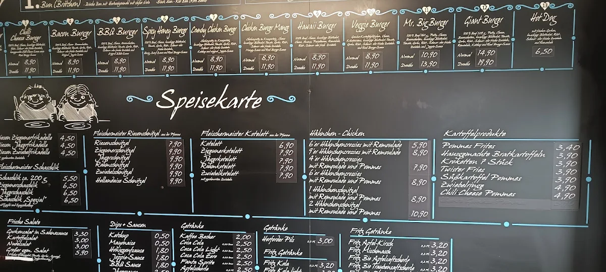 Speisekarte, Tölken's Pommesbude