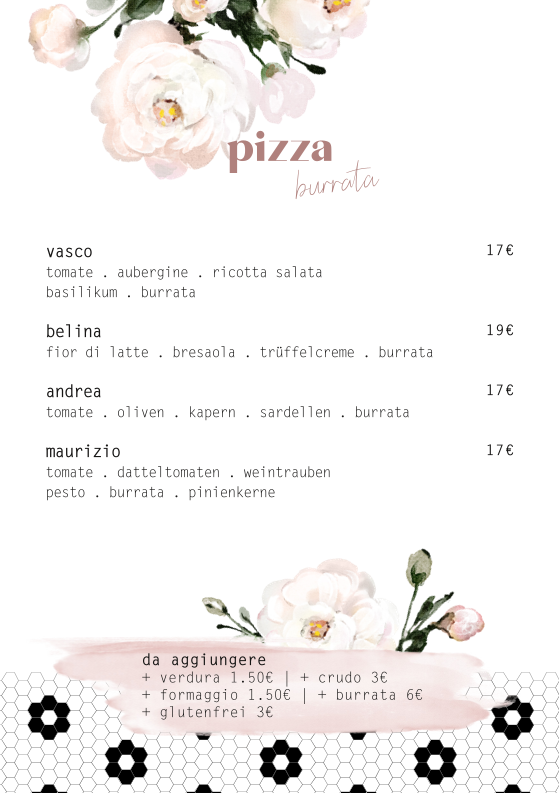 Speisekarte, Tante Giulia