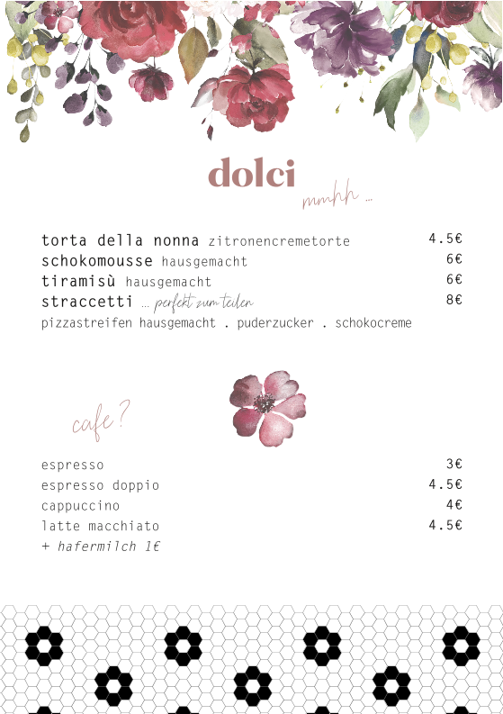 Speisekarte, Tante Giulia
