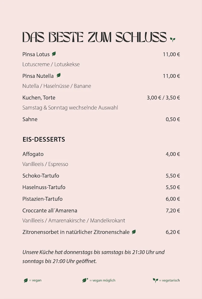 Speisekarte, Zur Sonne
